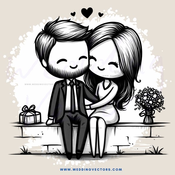 a couple sitting on a bench with gifts and flowers