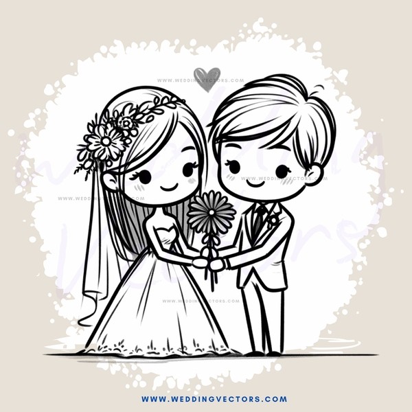 wedding cartoon pairing two people together