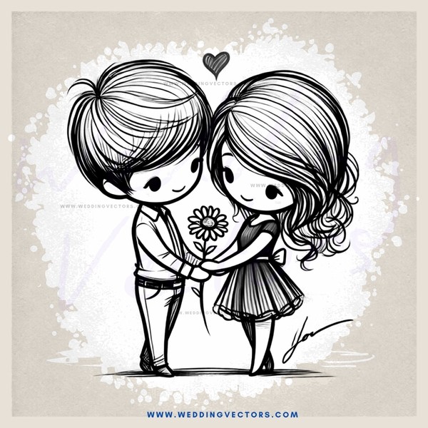 a couple holding hands and a flower
