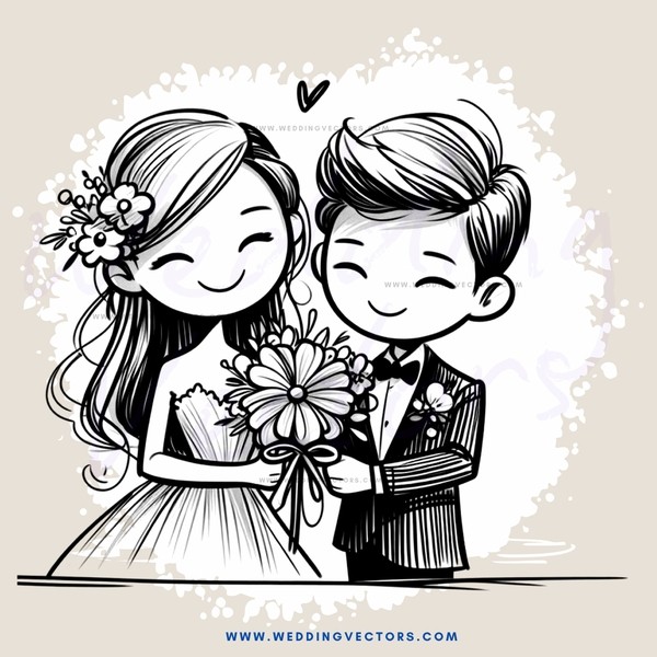 a bride and groom in a wedding gown