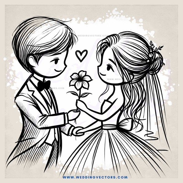 a couple holding hands and a flower
