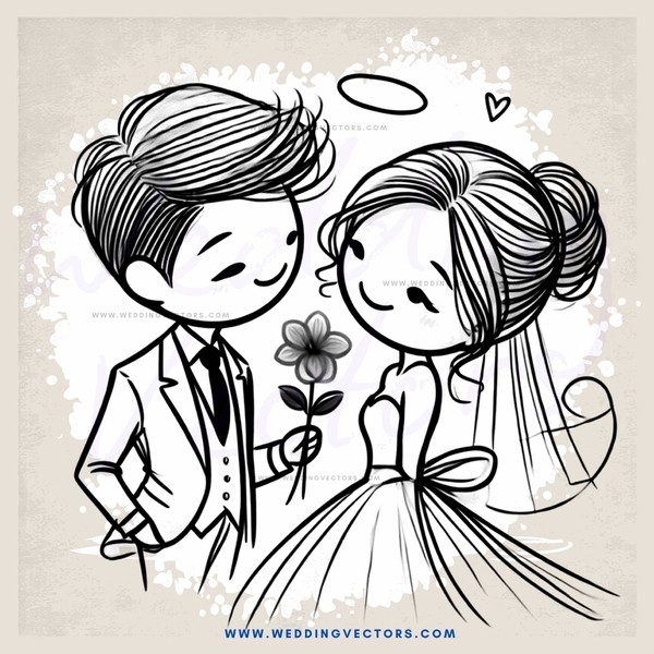 a man and woman with flowers