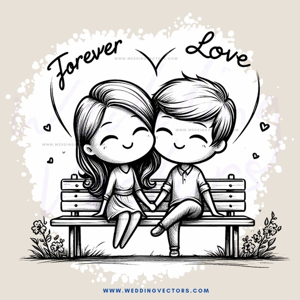 loving couple on bench