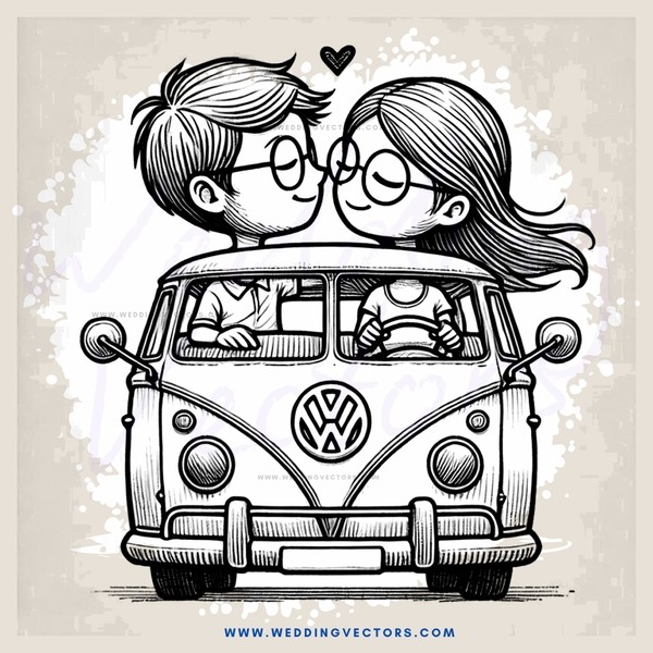 lovers on a volkswagen bus