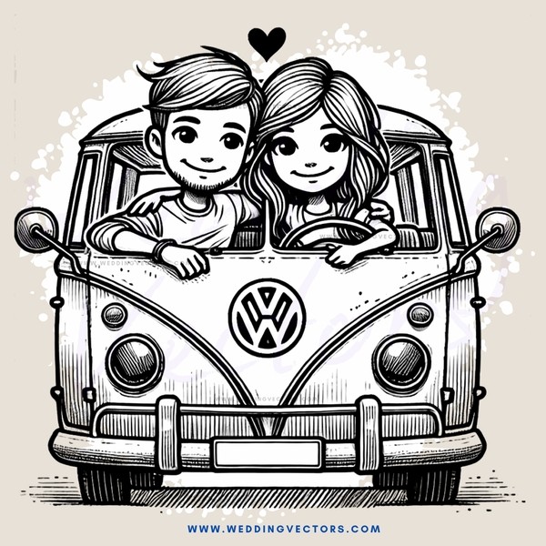 a couple in a vintage volkswagen van