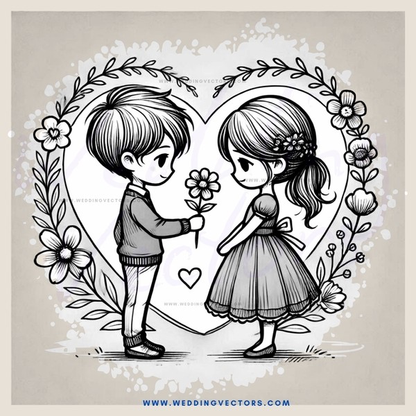a boy and girl heart shaped picture