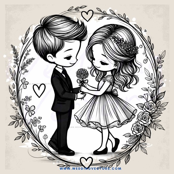 a heart clip art of a young couple