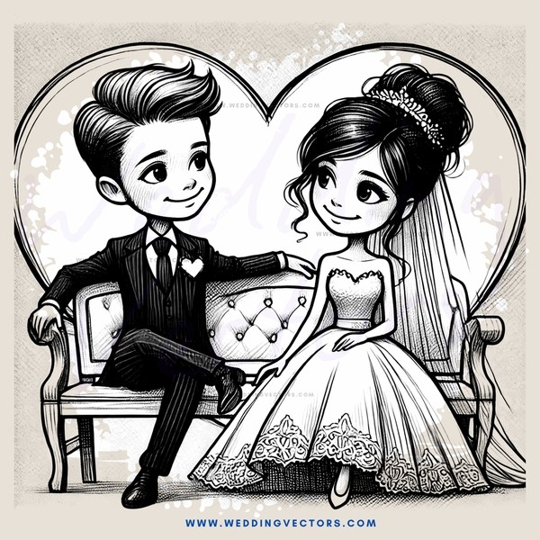 a boy and girl sitting on chairs with hearts drawn on their clothes