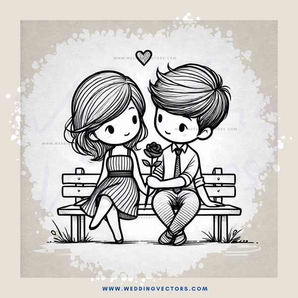 couple on bench holding rose