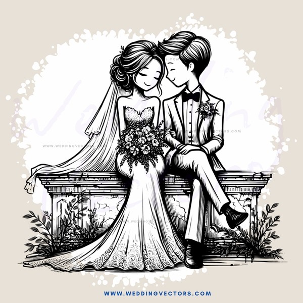 a wedding picture in black and white