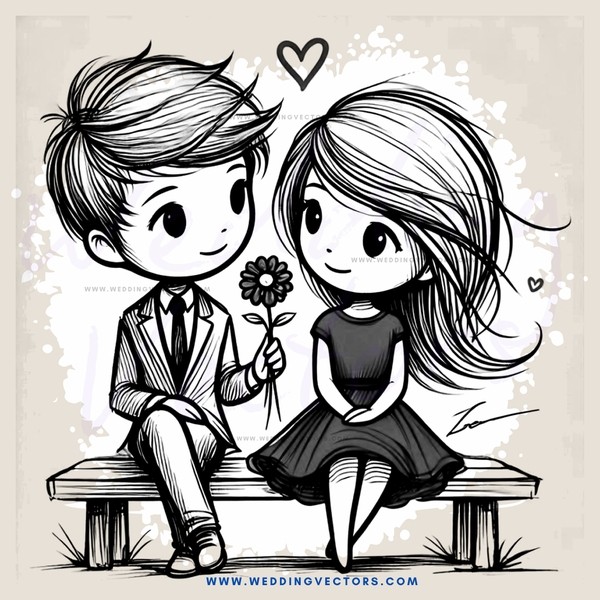 a boy and girl sitting on a bench