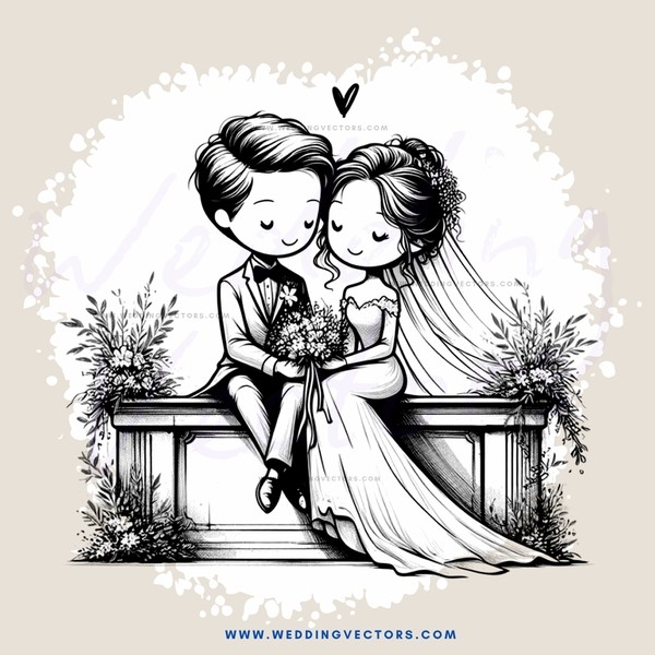 a black and white wedding illustration