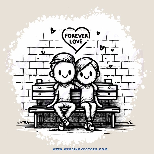 two people sitting on a bench and one person having their arm around another person
