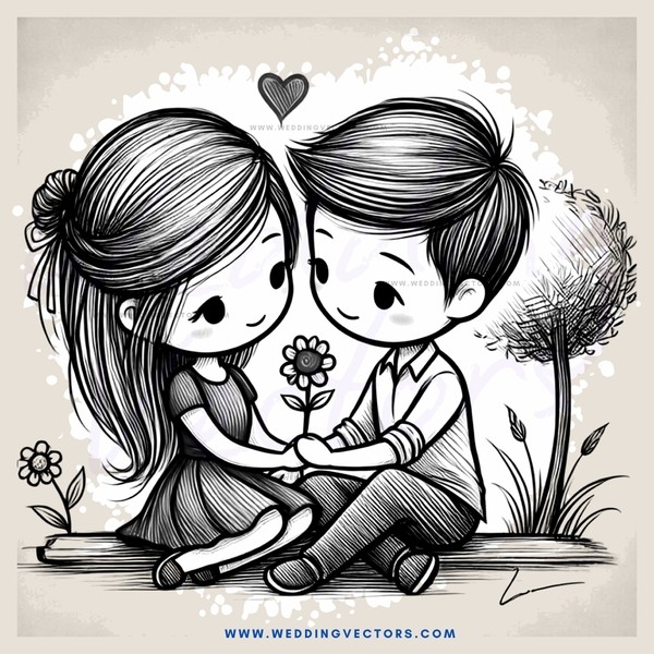 two young people hugging in front of a tree and flower