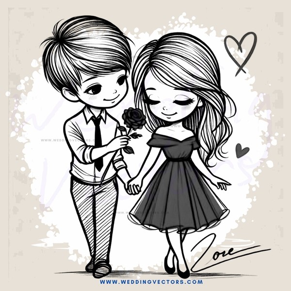 boy and girl holding flower