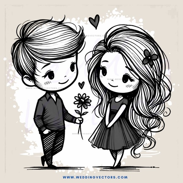 boy and girl with flowers