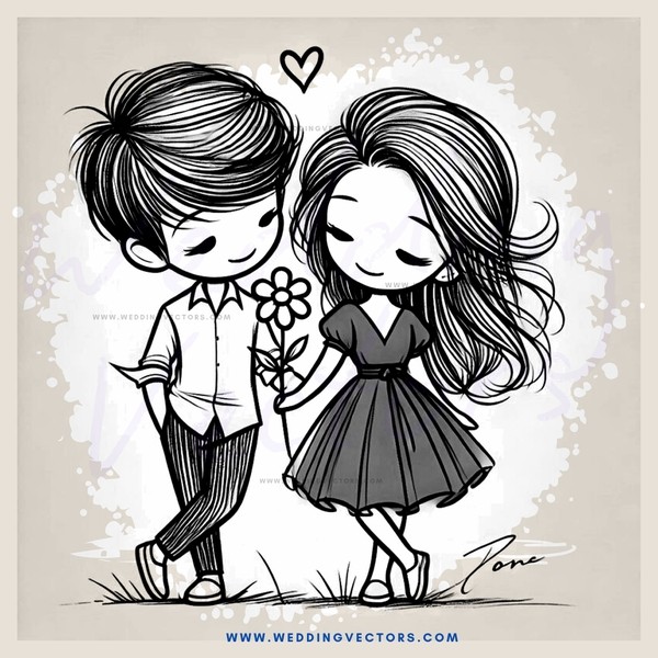 a boy and girl sharing a flower
