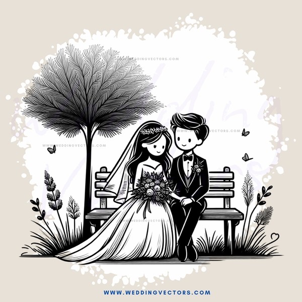 a wedding proposal on a bench in an outdoor setting