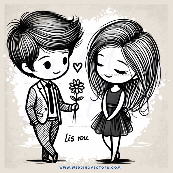 boy and girl holding flower