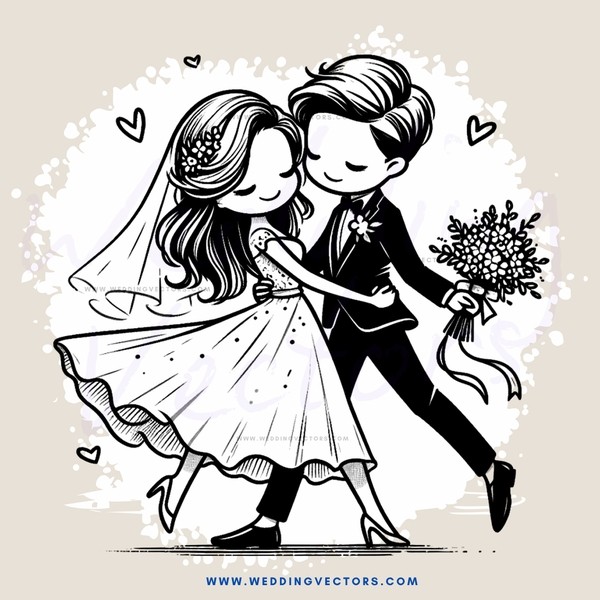 a bride and groom dancing