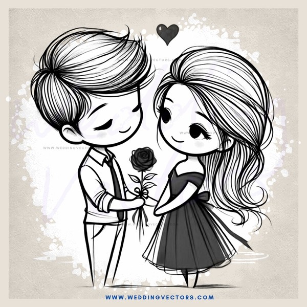a boy and girl shaking hands over a rose