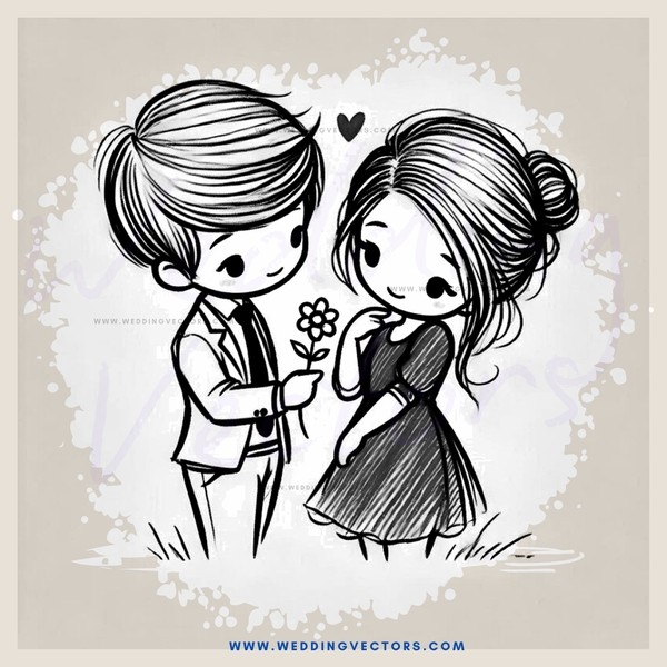a boy and girl holding flowers