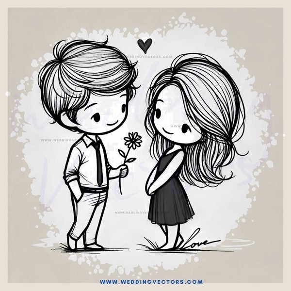 a boy and girl with flowers
