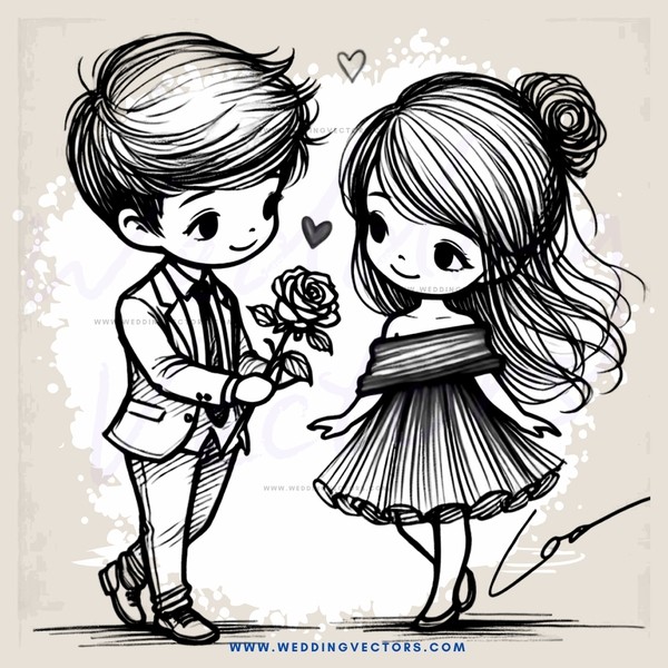 a boy and girl holding hands with roses