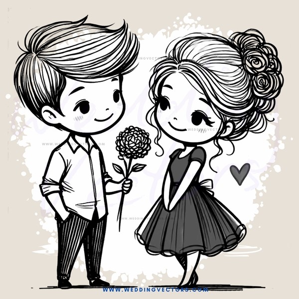 boy and girl with bouquet