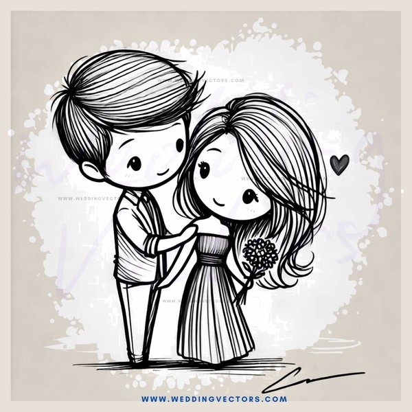 two people in black and white photo with hearts