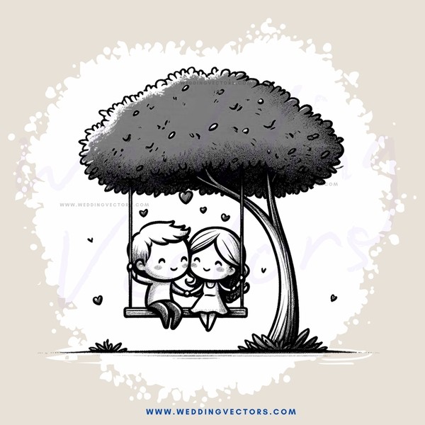 a couple in love under a tree canopy