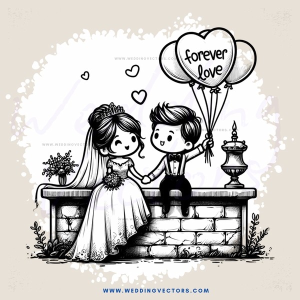 couple on bench with love balloon