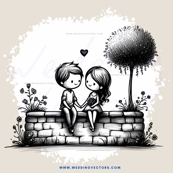 couple sitting on stone wall with tree above them