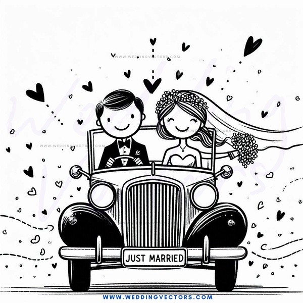 wedding carriage for bride and groom