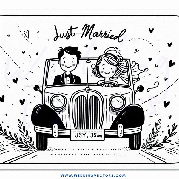 just married cartoon caricature picture