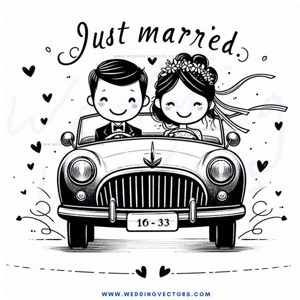 a couple in a car with hearts and numbers