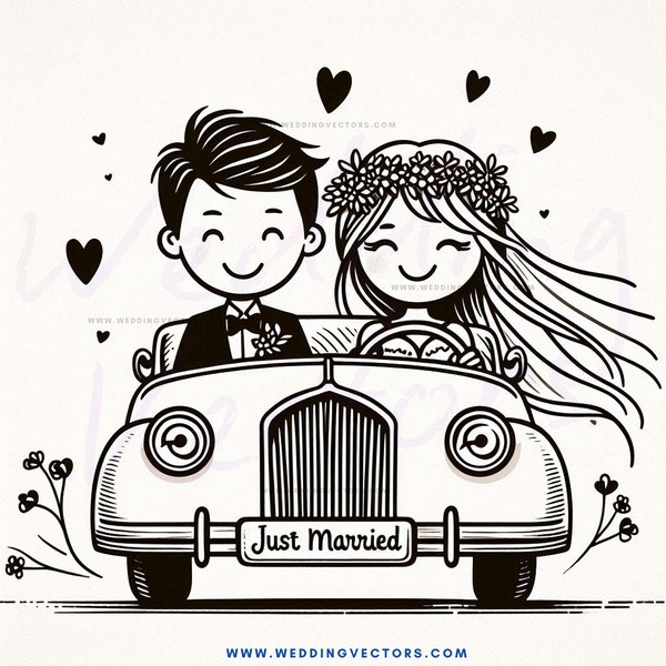 just married carriage