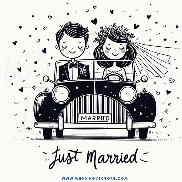just married wedding car png