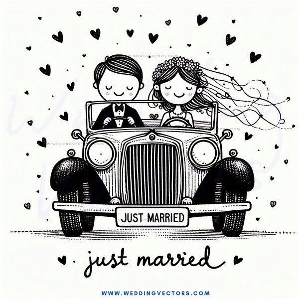 just married caricature