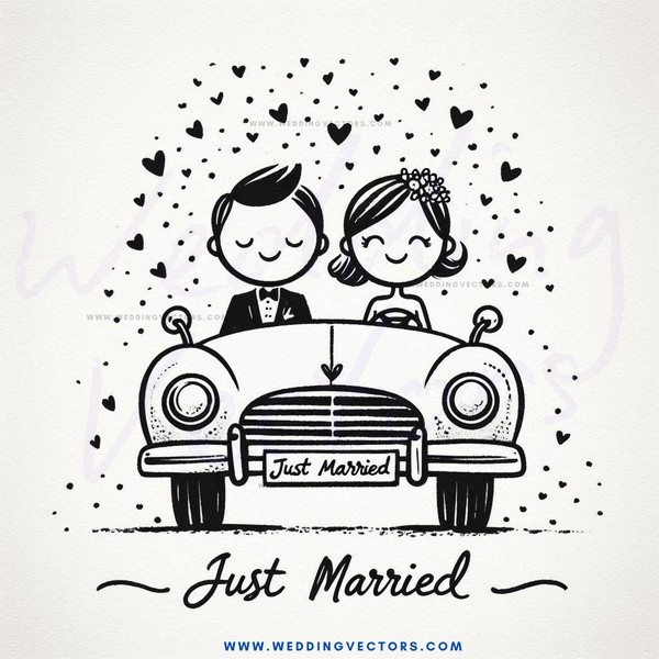 just married caricature