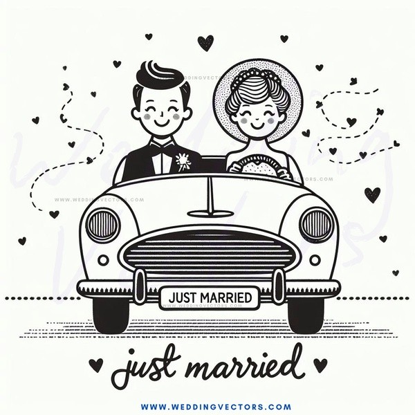 just married caricature
