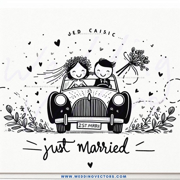 a black and white wedding illustration