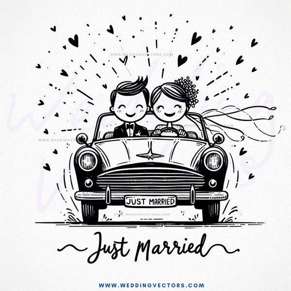 a wedding celebration in a car