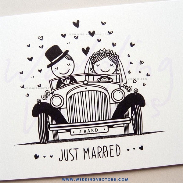 just married caricature gift card