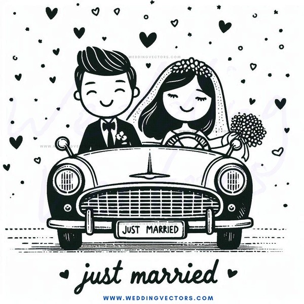 just married caricature