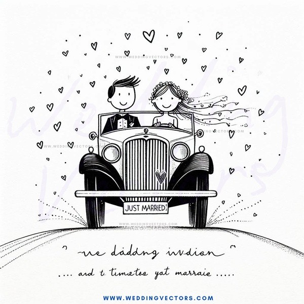 just married cartoon