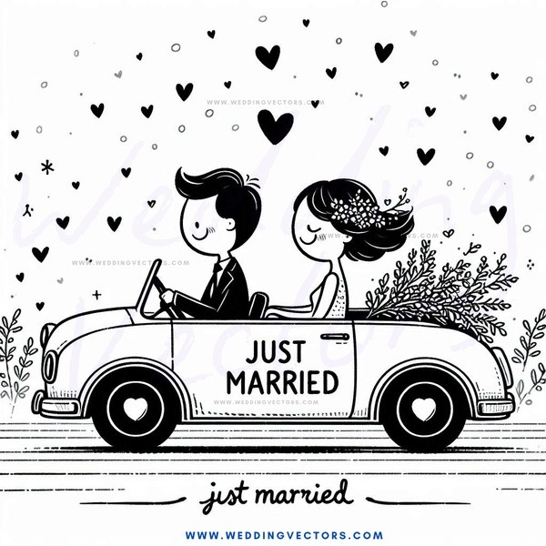 just married caricature