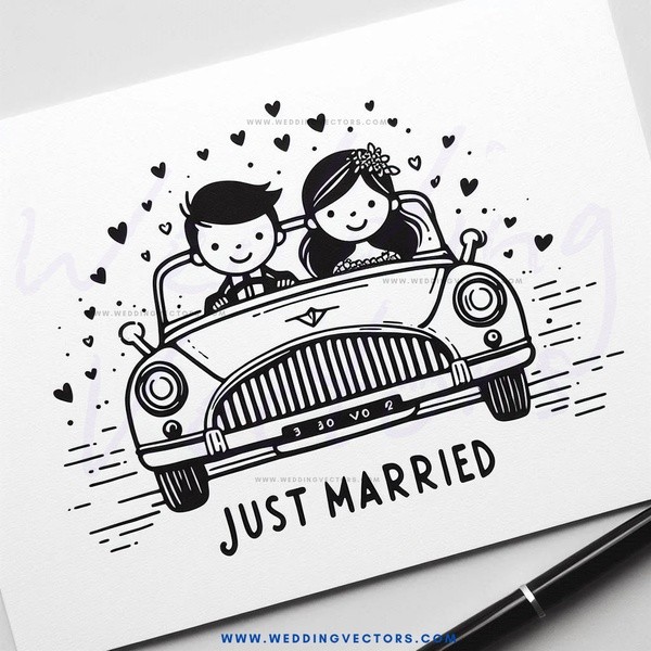 just married caricature gift card