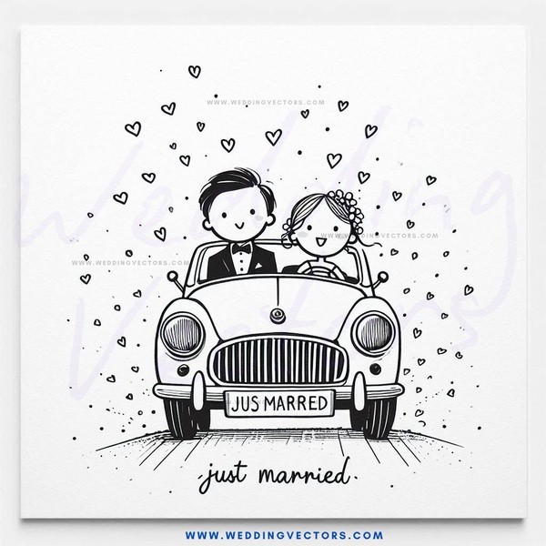 just married caricature