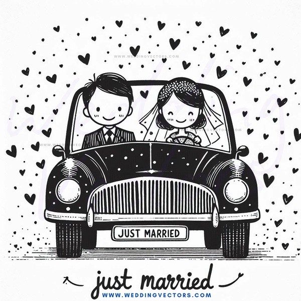 just married caricature artwork